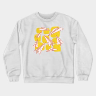 Midcentury Paper Airplanes on Yellow Crewneck Sweatshirt